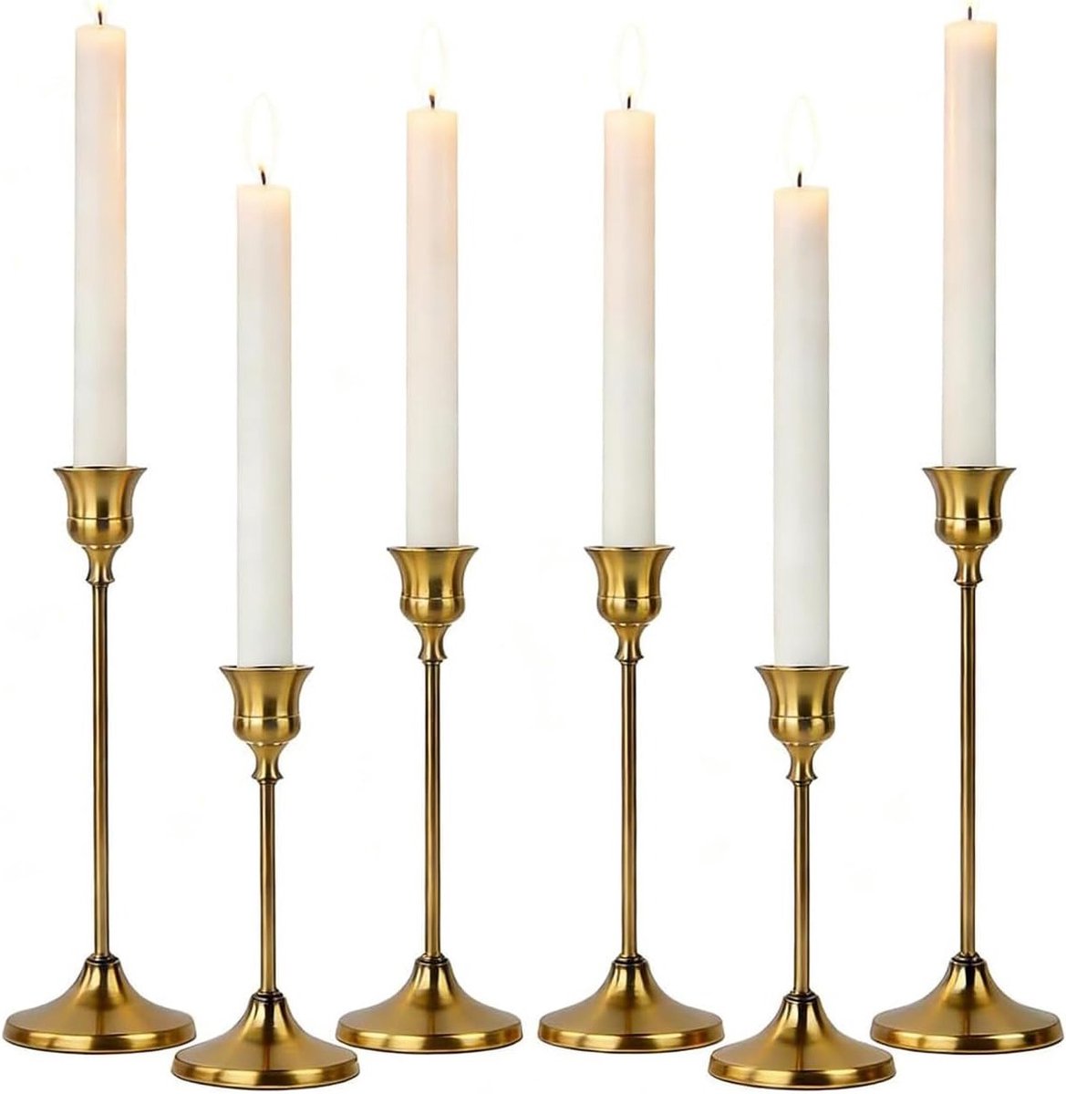 Decoratieve vintage kandelaar in goud voor staafkaarsen - Tafeldecoratie 16/19/22 cm voor feestelijke gelegenheden en sfeervolle ambiance