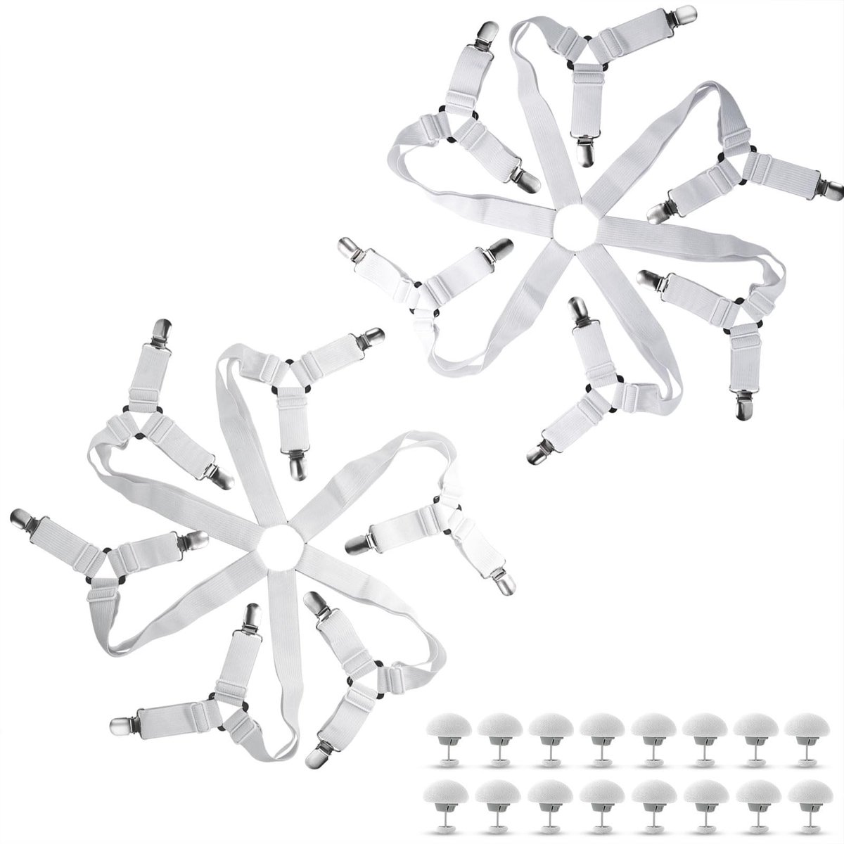 Dailygoody - Bedlakenspanners - Verstelbaar - Inclusief Quilthouders - Nylon - Matrasbeschermer - Geschikt voor Bedden en Banken - 2 Stuks
