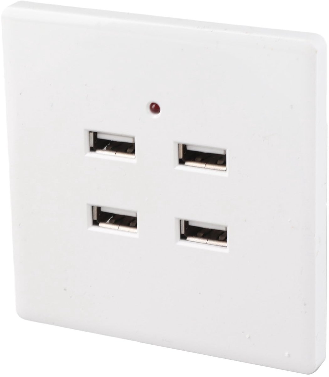 Nikou USB Wandcontactdoos met 4 USB Poorten - Snel Lader voor Smartphones en Digitale Apparaten