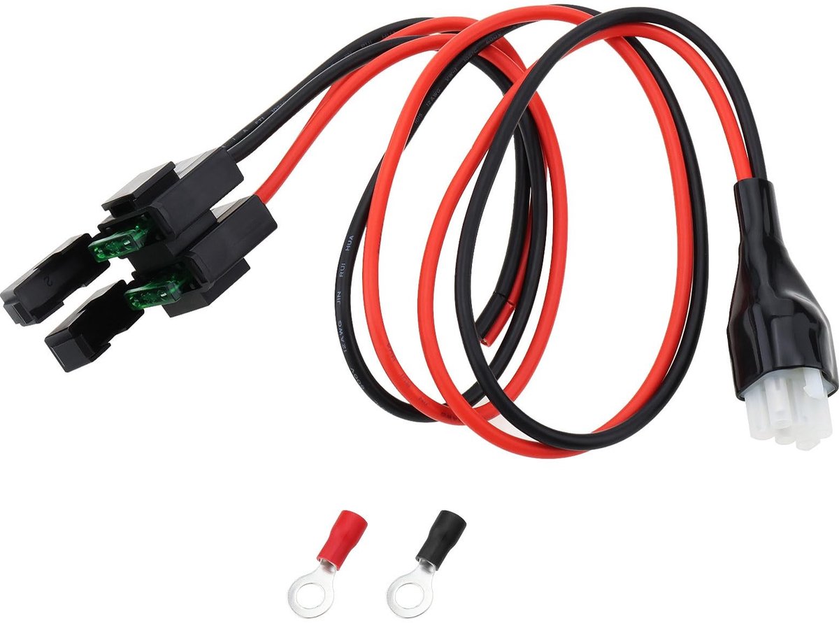 Dailygoody - 6 Pin Power Plug - DC Power Cable - 1m - Zwart - Car Radio Kabel - Geschikt voor Kenwood - 30A Zekering