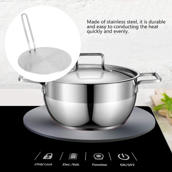 Cosensi - Dailygoods - Dailygoody - Warmteverspreiderplaat - Inductieplaat Adapter - Gelijkmatige Warmteverdeling - Zilver - Hitteverspreider - Geschikt voor Gas en Ele van Cosensi — afbeelding 3