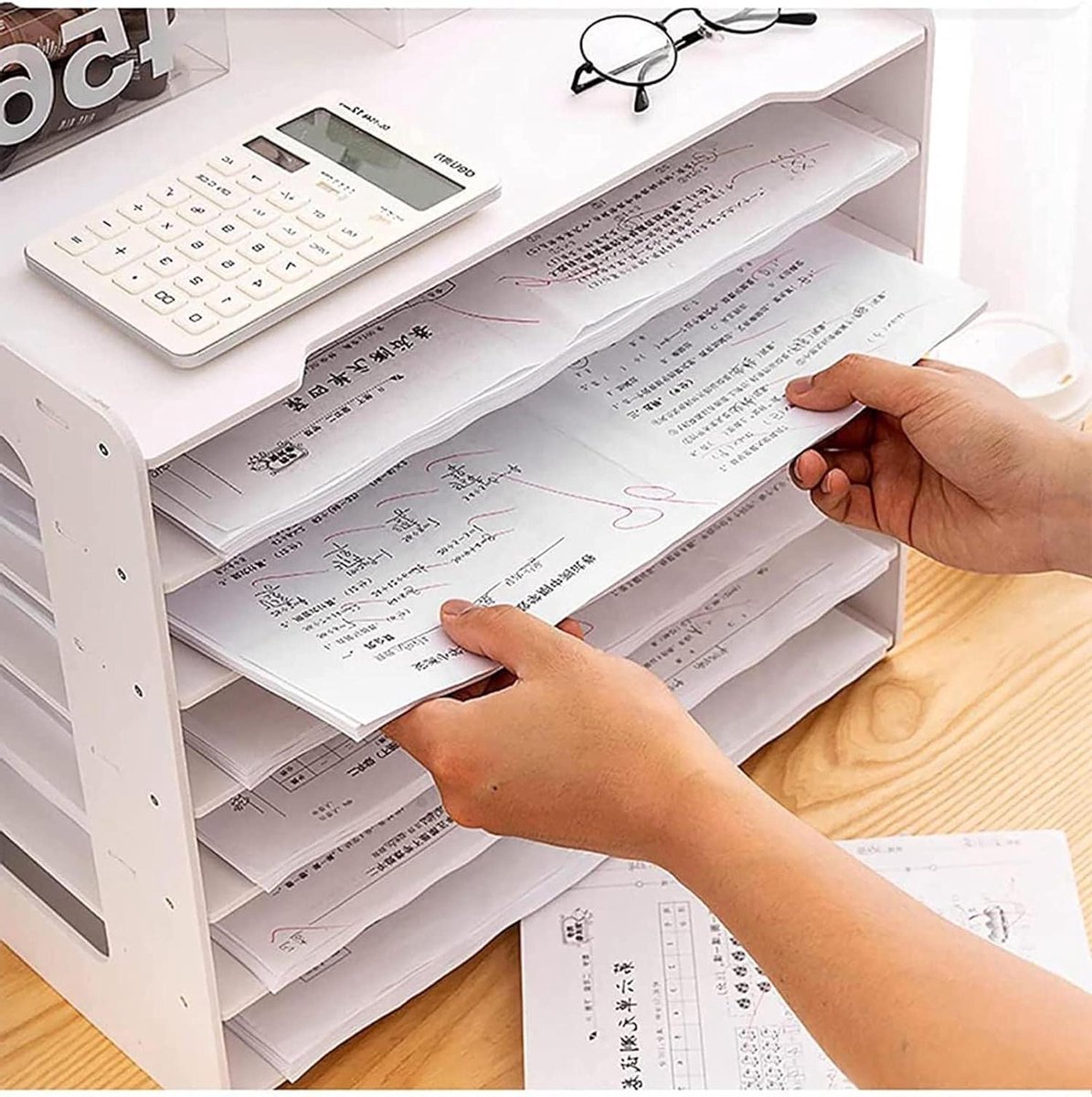 Bureau Opslag Unit - Papier Organizer - Documenten Sorteren - Extra Grote Breedte - 445 cm - Wit