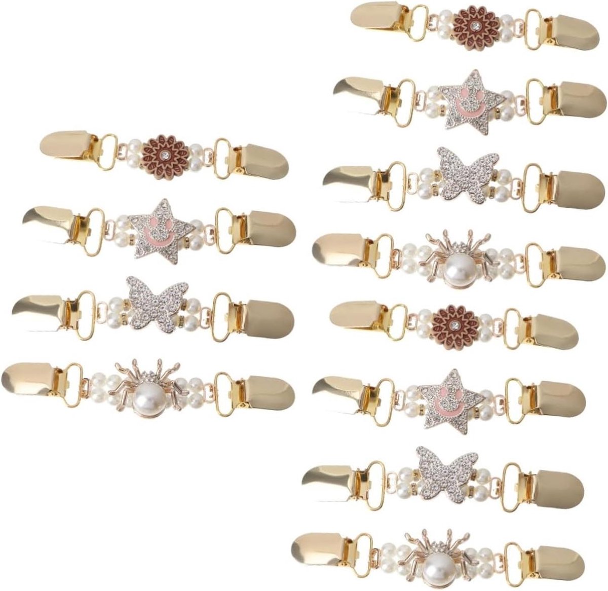 Dames Broche - Kleding Clips - Kleding Versieren - Set van 12 - 13 x 2 cm - Goudkleurig