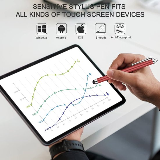 Sander Shop 10 stuks Meerdere kleuren universele capacitieve touchscreen pennen voor iPad, tablets, pad Mini, iPad Pro, iPad Air, Samsung Galaxy met ultragevoelig, precisie schrijven en tekenen Willekeurige kleur van sander-shop — afbeelding 2