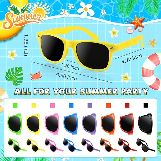 Set Kinderzonnebrillen UV400 - Bulk Partygunsten voor Jongens en Meisjes (3-8 jaar) van Merkloos — afbeelding 5