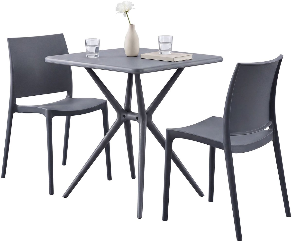 CLP Amino Tuinmeubelset - stapelbaar - 2 stoelen - tafel - weerbestendige - balkonset - vo