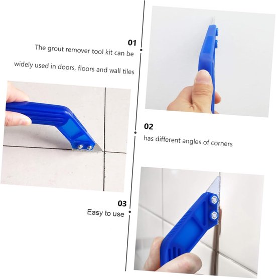 Tegelvoegen Schraper - Voegenverwijderaar Kit - Badkamer Opknappen - Inclusief Reservemessen - 205 cm - Blauw — afbeelding 2