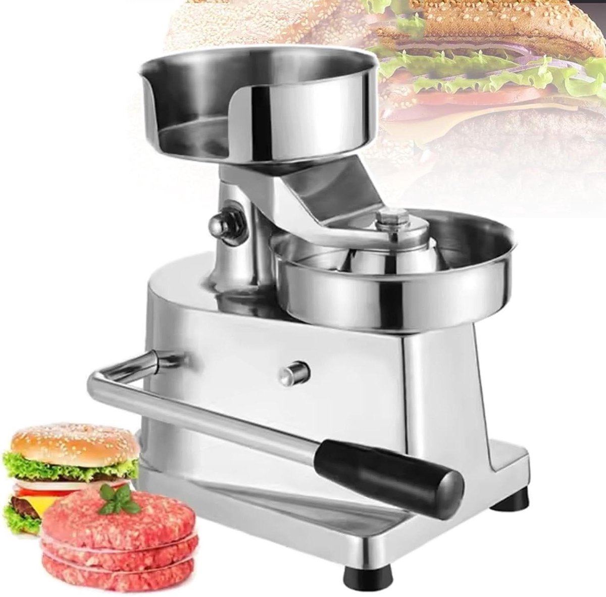 Burger Pers - Vlees Tool - Pasteitjes Maken - Hoge Productiviteit - 150 mm - Zilver