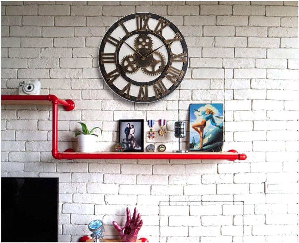 Vintage Wandklok met Romeinse Cijfers 40cm - Stille Houten Skeletklok voor Woonkamer, Keuken en Kantoor Decoratie