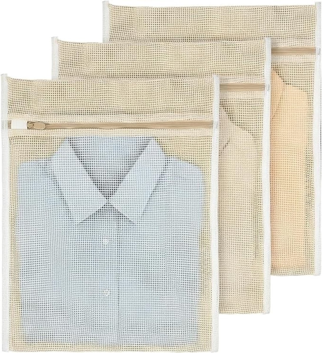 Set van 3 katoenen waszakken met ritssluiting - 40x30 cm