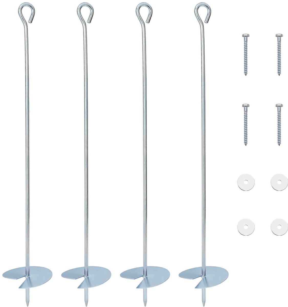 vidaXL - Aardanker - 4 - pcs - Zilverkleurig - Ø10 - x - 60 - cm - Gegalvaniseerd - Metaal