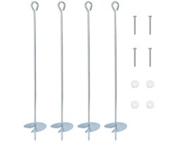 vidaXL - Aardanker - 4 - pcs - Zilverkleurig - Ø10 - x - 60 - cm - Gegalvaniseerd - Metaal