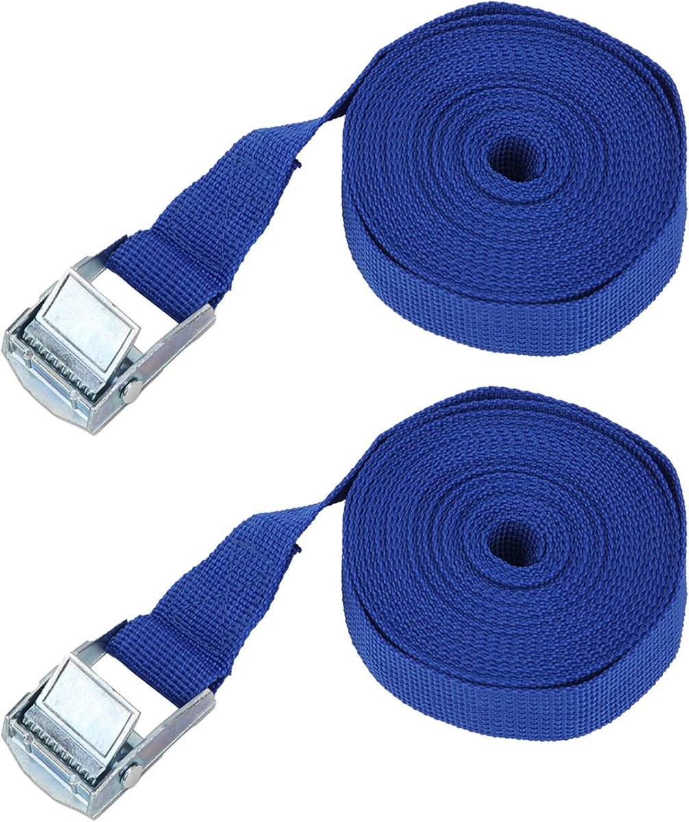 Ratelspanbanden Zwaar Uitgevoerd - Spanbanden Set - Bagage Veilig Vervoeren - Antislip Zinklegering - 3 Meter - Blauw
