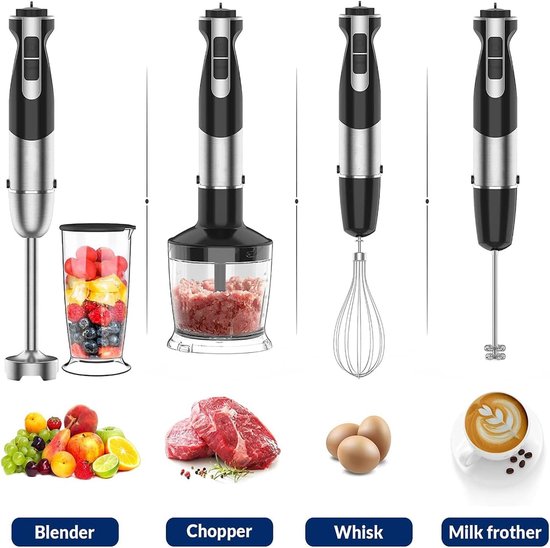 Staafmixer Set - Blender Keukenmachine - Voedsel Bereiden - Roestvrijstalen Behuizing - 800W Motor - Zilver — afbeelding 5