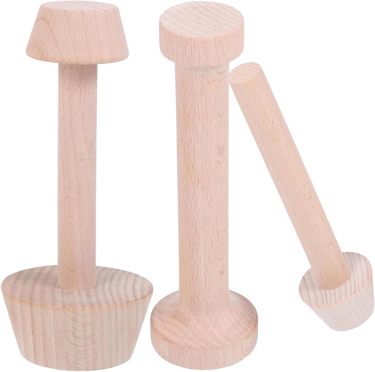 Houten Taart Tamper - Deeg Vormer - Mini Taarten Bakken - Dubbelzijdige Vorm - 3 Stuks - Hout