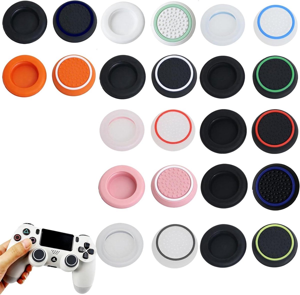 Joystick Doppen - Thumb Grips Caps - Gaming Comfort - Antislip Siliconen - 24 Stuks - Multicolor