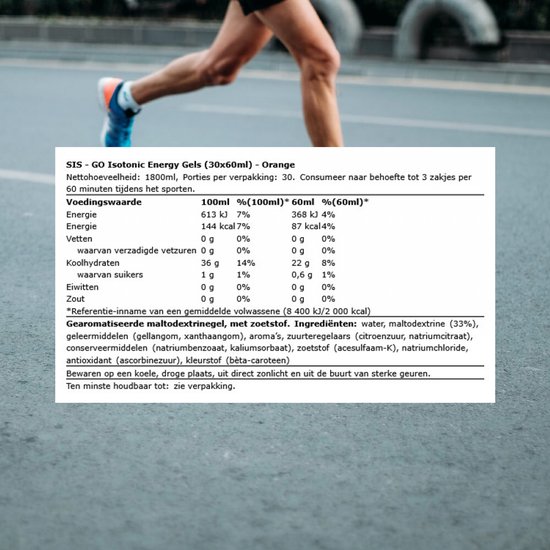 SIS GO Isotonic Energy Gels (30x60ml) Orange - Energie & Uithoudingsvermogen - Energie Gels van SiS — afbeelding 2