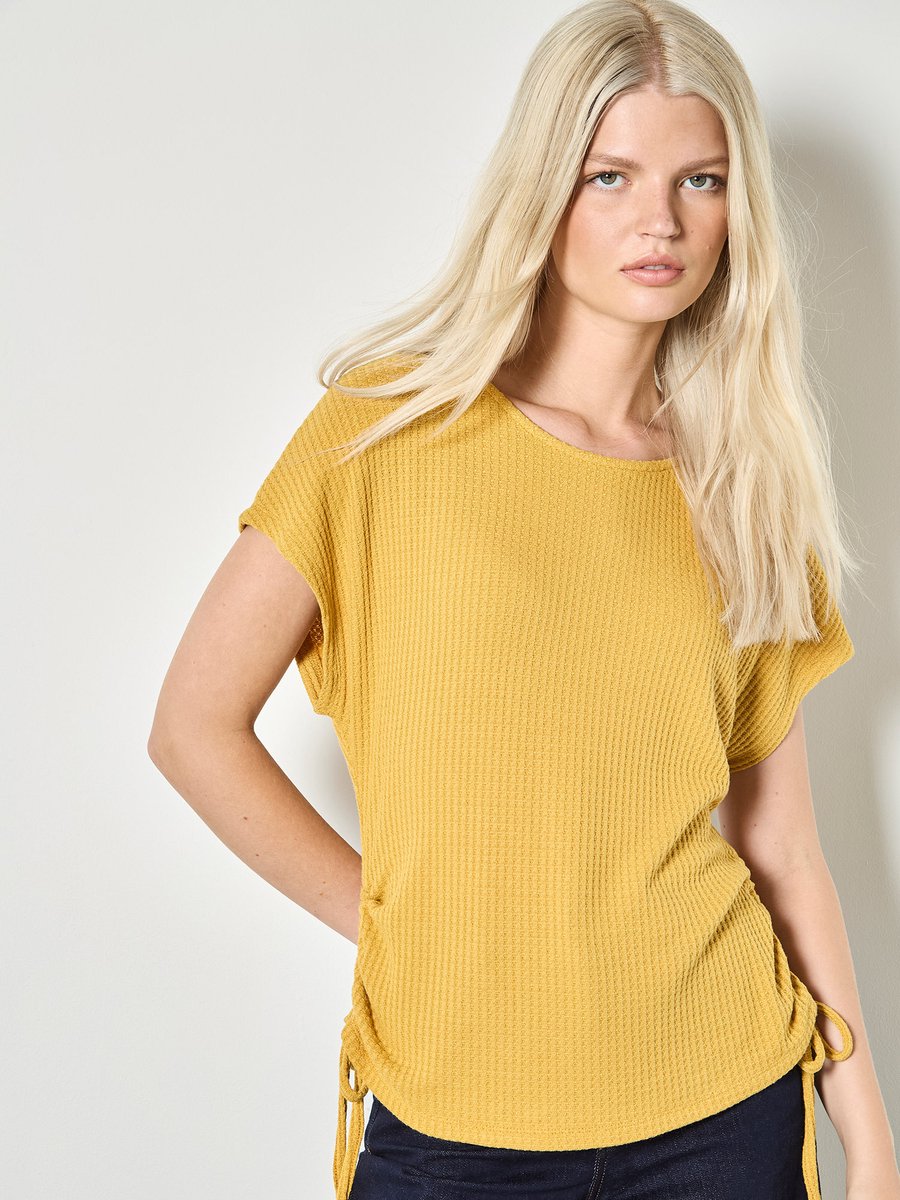 T-shirt met ruches van wafelstructuur