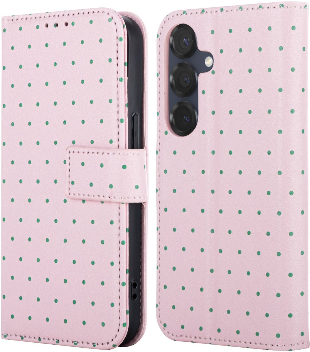 imoshion Hoesje - Geschikt voor Samsung Galaxy S25 - Design Bookcase smartphone - Happy Dots