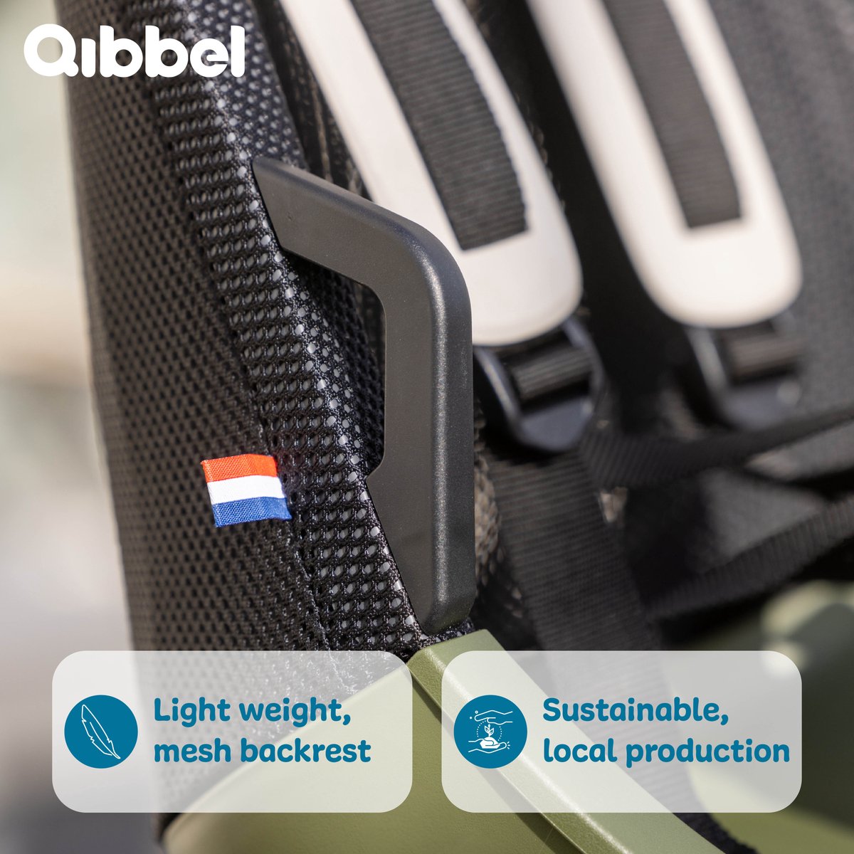 Qibbel Air Fietsstoeltje Voor - Granite Grey - Stuurpenbevestiging - Voorzitje - Fietszitje - Stuur thumbnail 2