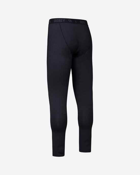 Dos d'un legging long thermique noir, debout.