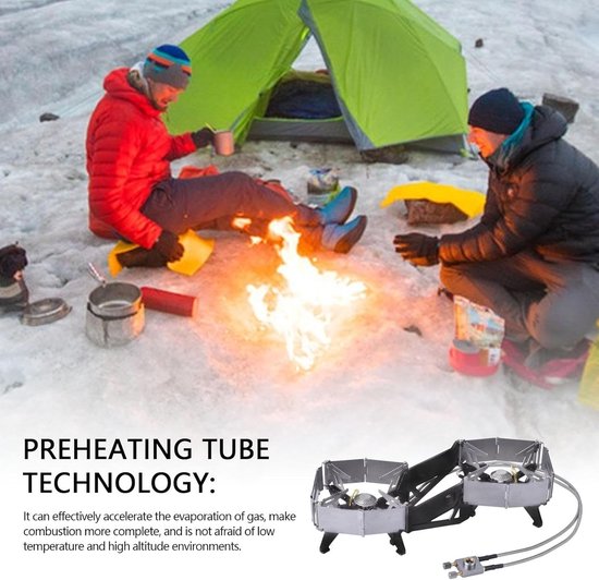 Camping Gasstel - Outdoor Kooktoestel - Kamperen Koken - Dubbele Brander - 41.5 cm - Zilver van Camping — afbeelding 2