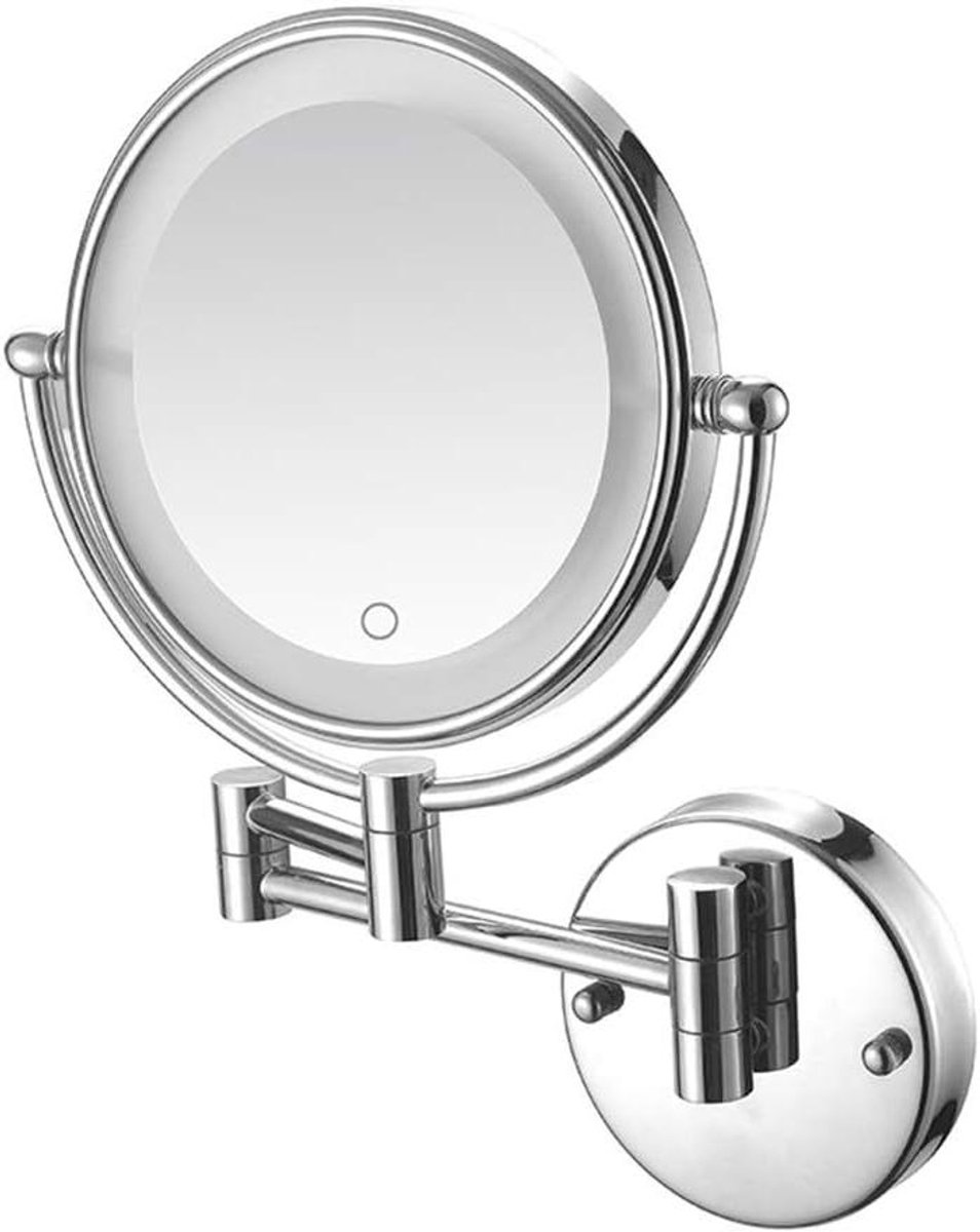 Make-up spiegel - Vergrotende spiegel - Snel opmaken - Verstelbaar LED licht - 8 inch - Zilver wit