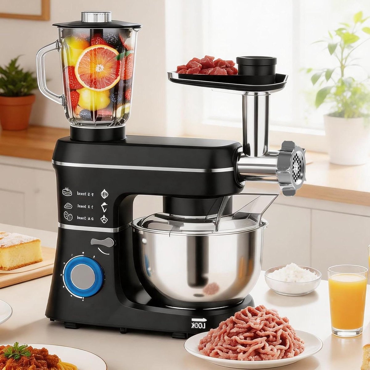 Keukenmachine - Mixer Deegmachine - Thuis Bakken - 1400W Borstelloze Motor - 10 Liter Kom - Zwart