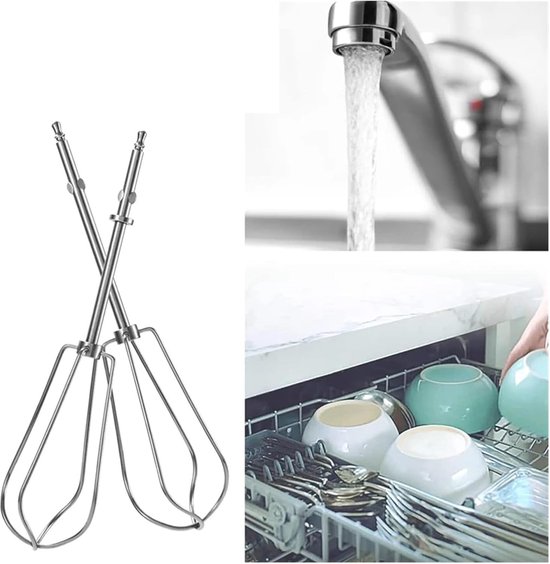Mixer Accessoires Set - Garde Klopper - Bakken Mixen - Roestvrij Staal - 4 Delig - Zilver — afbeelding 3