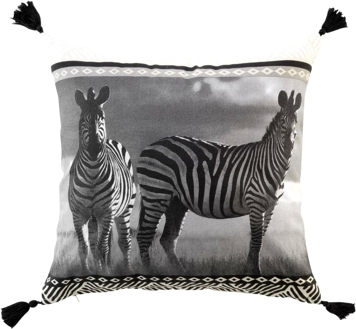 Decoratief Kussen 50 x 50 cm Zebra Zwart-Wit met Vulling en Ritssluiting voor Grote Bank