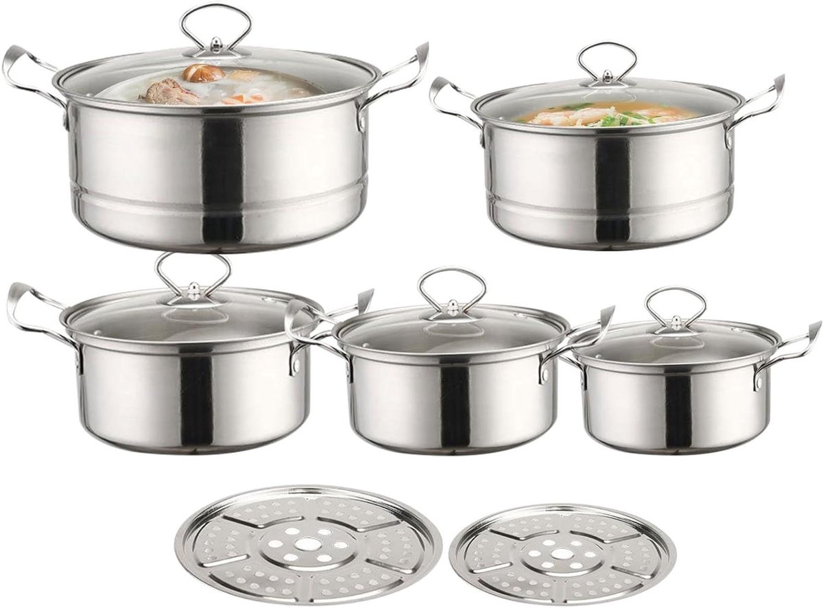 Kookset RVS - Soeppan - Maaltijden Bereiden - Inductie Compatibel - 24cm - Zilverkleurig