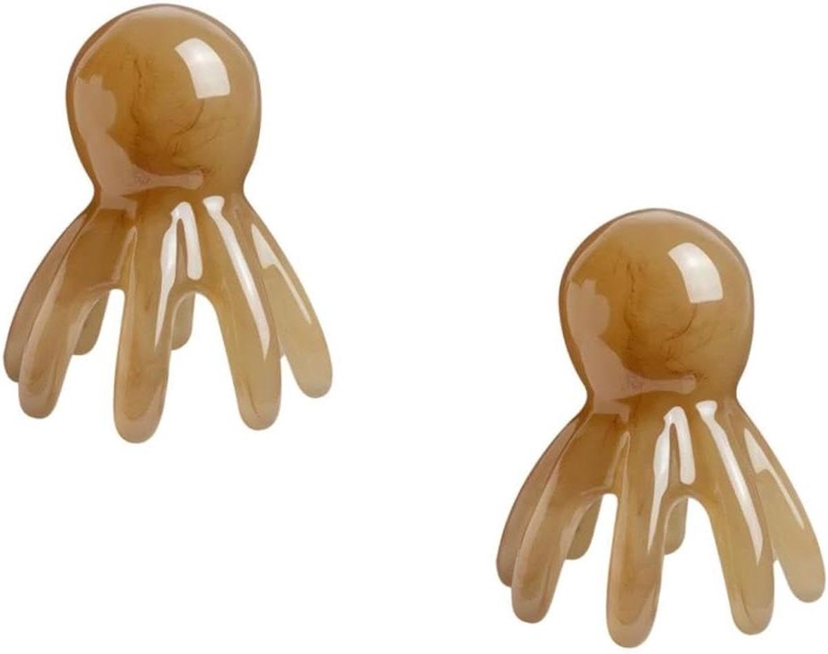 Octopus Hoofdhuid Massager - Hoofdmassage Kam - Ontspannende Massage - Achtklauw Ontwerp - 7.5 x 12 x 6 cm - Lichtbruin