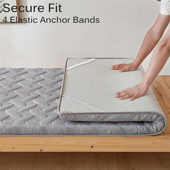Japanse futonmatras - Vloermatras opvouwbaar - Ruimtebesparend slapen - Gelaagde getapete randen - 90 x 200 cm - A — afbeelding 4