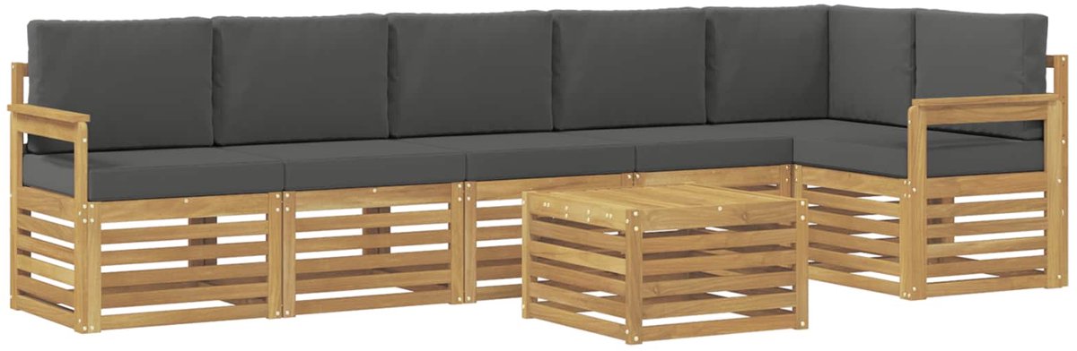 vidaXL Buiten - bank - set - 7 - st - 6-zits - Wit - en - antracietkleurig - Polyester Wit en antracietkleurig