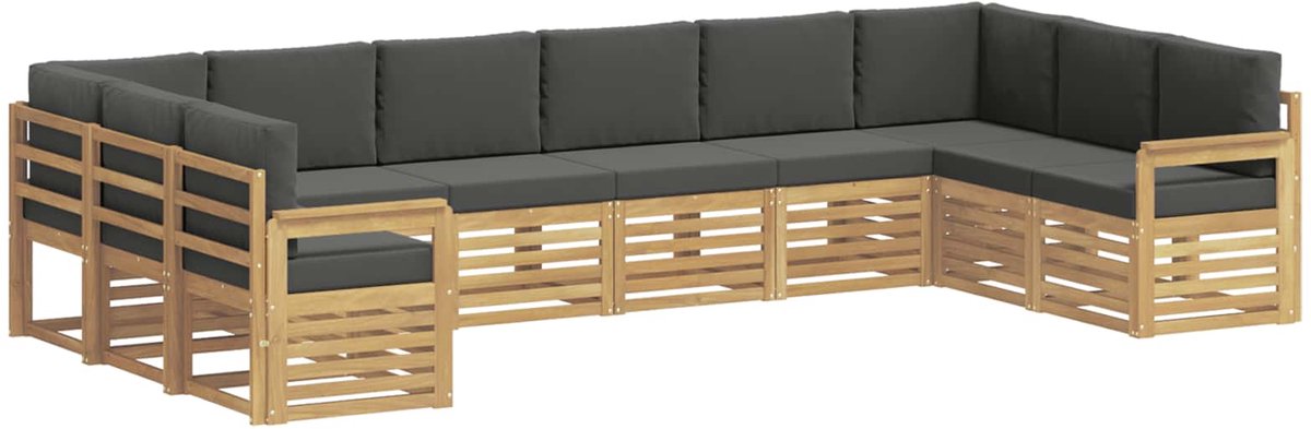 vidaXL Buiten - bank - set - 10 - st - 10-zits - Wit - en - Anthraciet - Polyester Wit en anthraciet