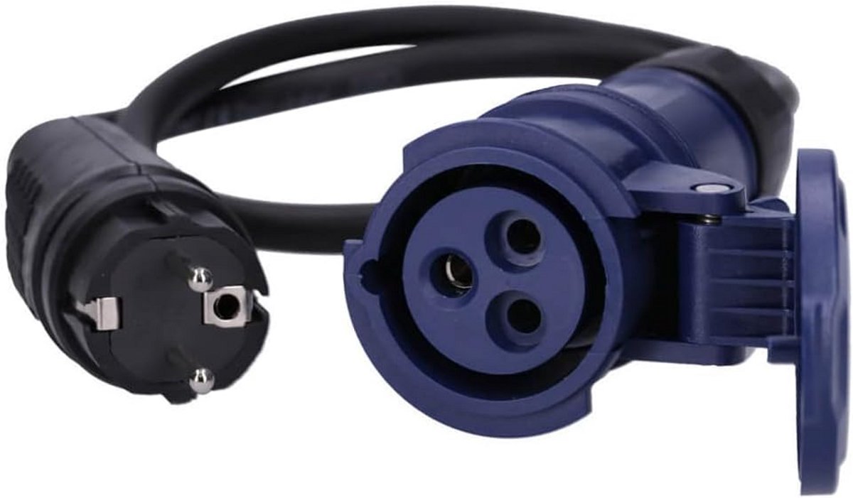 Adapterkabel - Stroomkabel Buiten - Stroomvoorziening Buiten - Spatwaterdicht IP44 - 1 Meter - Blauw