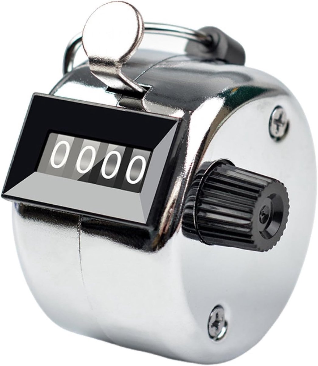 Handteller Clicker - Cijfer teller - Sport Tellen - Direct Reset - 4 Cijfers - Zilverkleurig