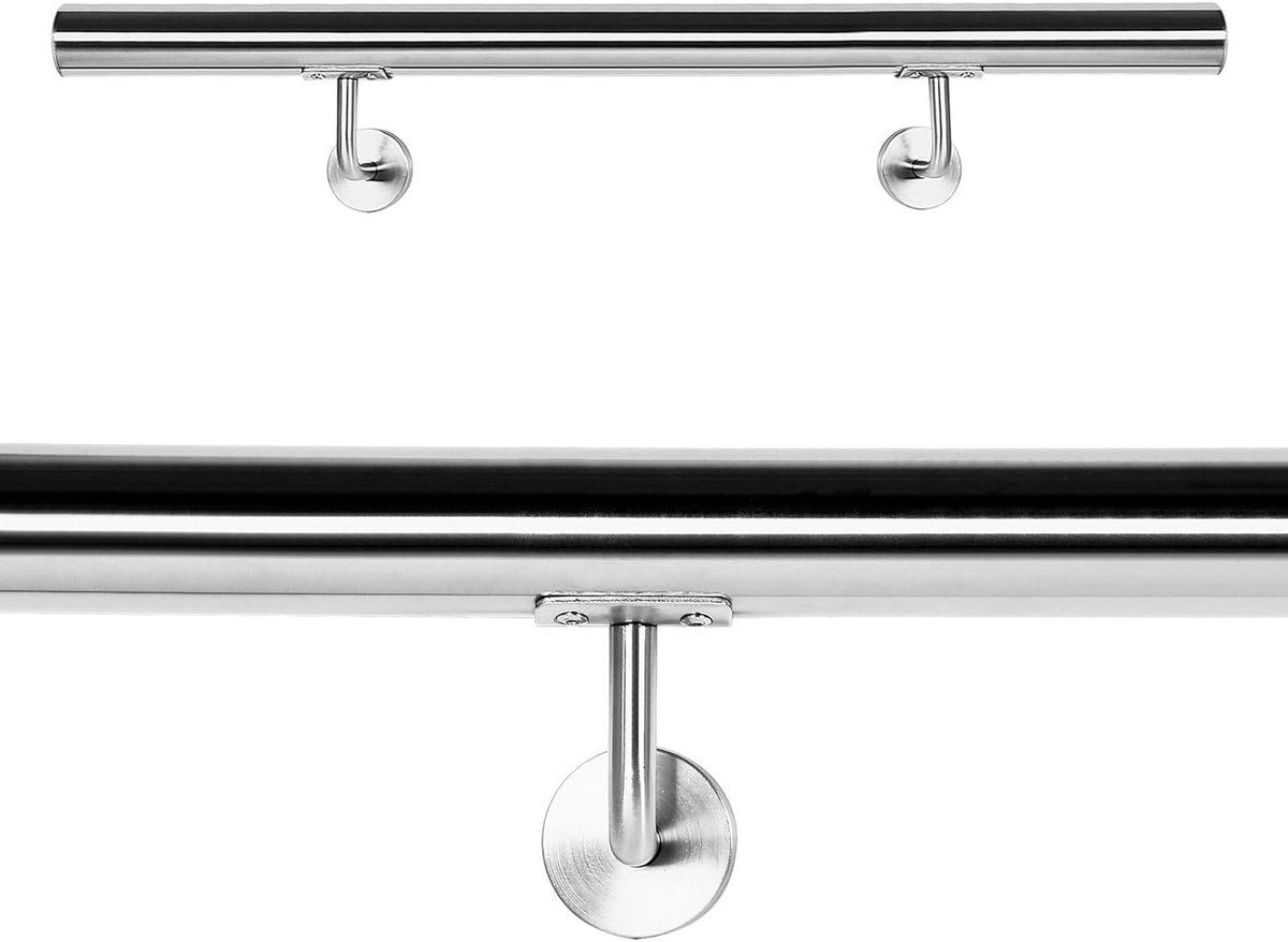 Trapleuning Houder - Stalen Leuning - Veiligheid Trap - V2A Geborsteld Staal - 100cm Lengte - Zilver