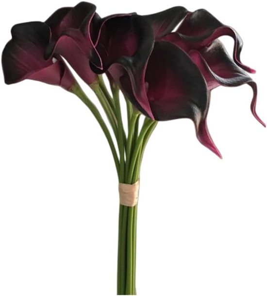 Kunstbloemen Calla Lelies - Nepbloemen Boeket - Huis Decoratie - Zacht PU Materiaal - 12 Stuks 35cm - Paars