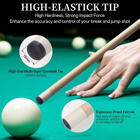 Biljart Keu Set - Pool Sticks - Biljart Spelen - Handgepolijst Esdoornhout - 5 Stuks 147 cm - Meerdere Kleuren — afbeelding 2