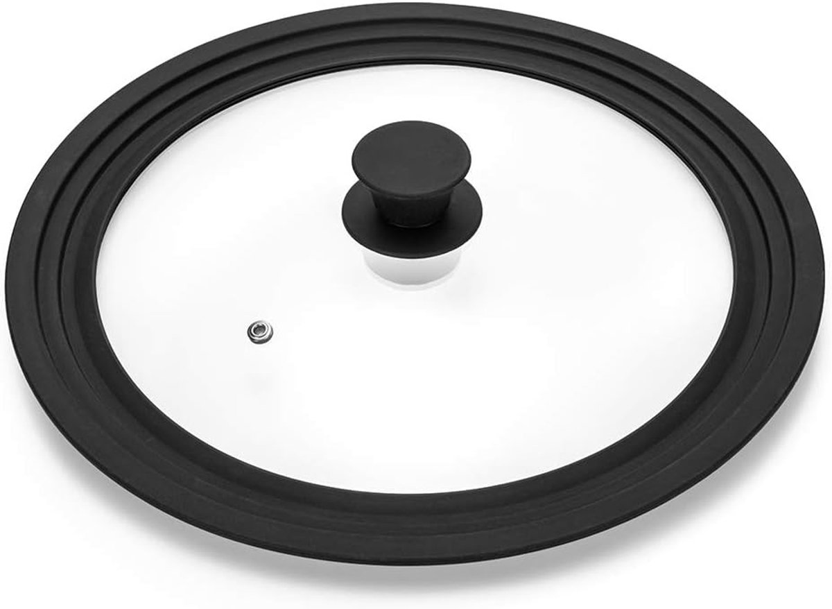 Universeel Deksel - Pan Deksel - Koken en Bakken - Hittebestendige Rand - 28-32 cm - Zwart