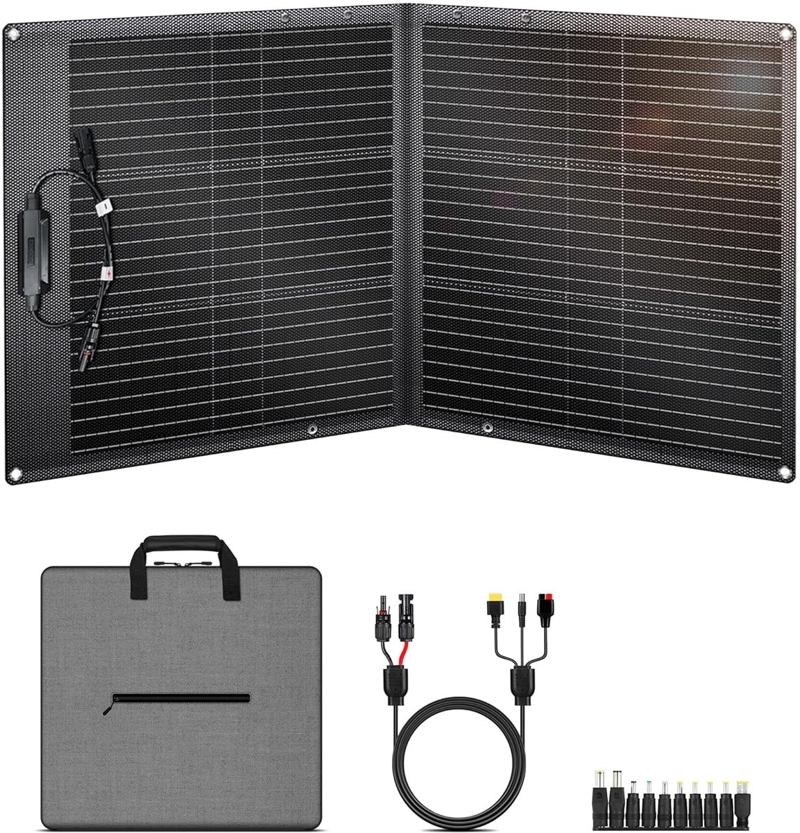 Opvouwbaar Zonnepaneel - Solarpanel Draagbaar - Energie Opladen Buiten - 23% Hogere Conversie - 100 Watt - Zwart