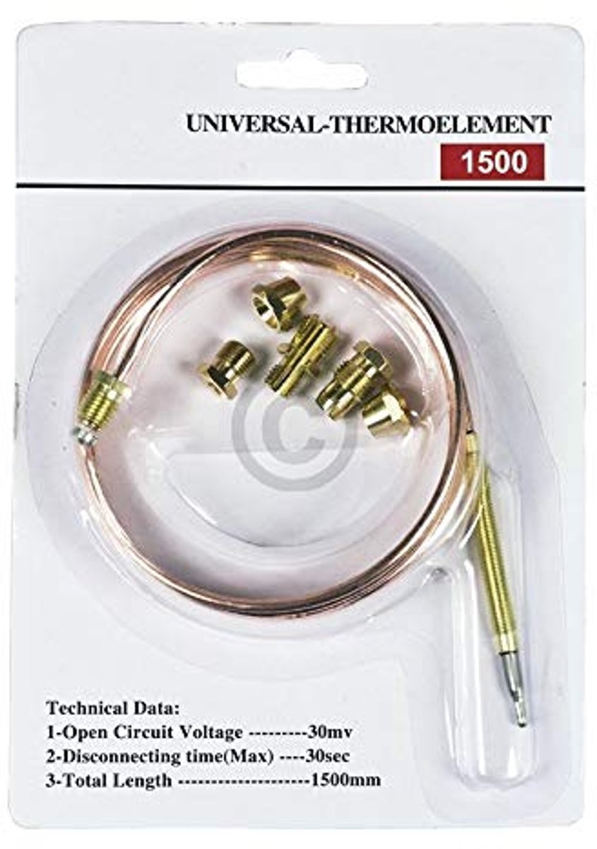 Thermokoppel - Vervangingsonderdeel - Gasapparaten Repareren - Universele Lengte - 1500mm - Zilver