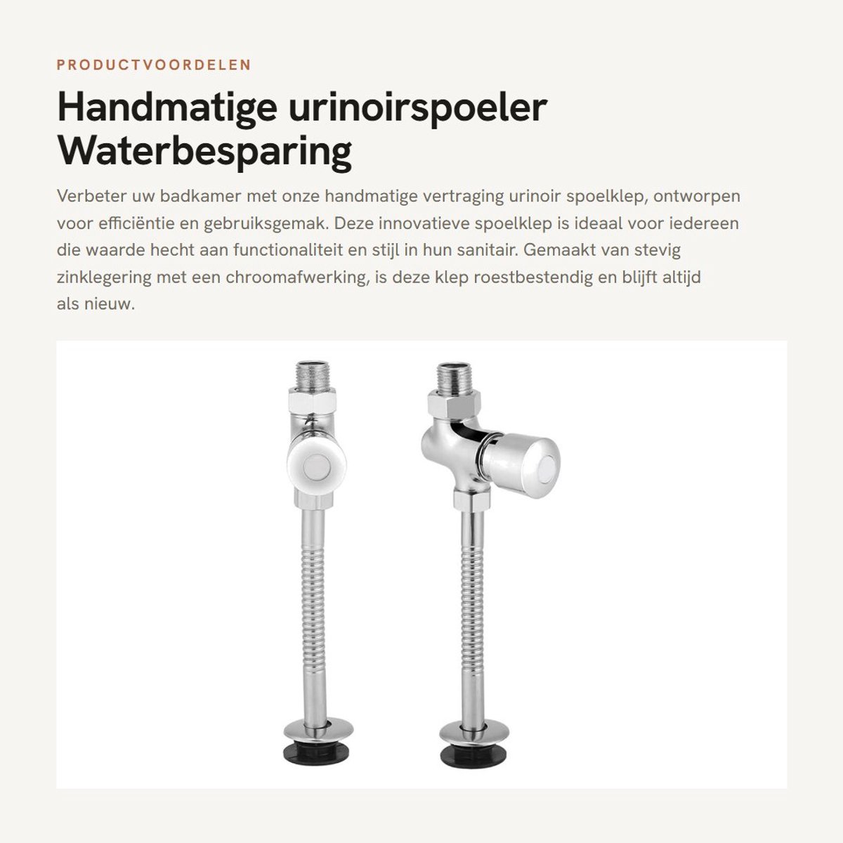 Dailygoods- Urinoirspoeler handmatig - Waterbesparend systeem - Zinklegering - Eenvoudige installatie - Flexibel gebruik - Automatische uitschakelklep - Urinoir