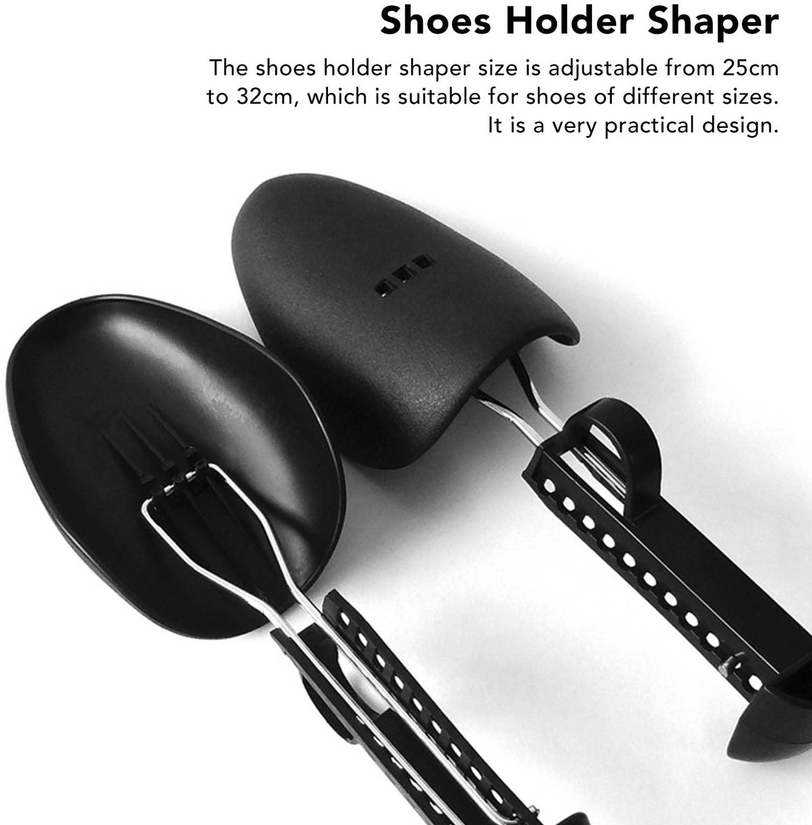 Dailygoods- Schoenspanners 8x - Verstelbare Schoenspanners 25-32 cm - Schoenhouder - Zwart IJzer/Kunststof - Praktisch voor Thuis/Reis