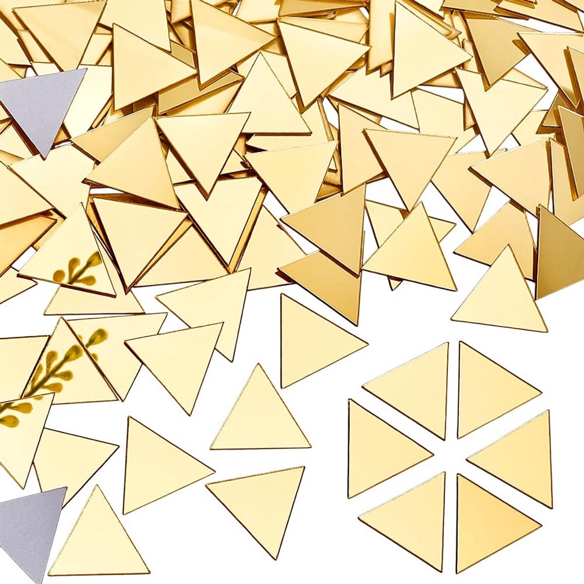Dailygoods- Spiegeltegels 200 Stuks - Driehoekige Zelfklevende Tegels - Gouden Decoratie - Handwerk/DIY - Reflecterend Effect - 2,5 cm