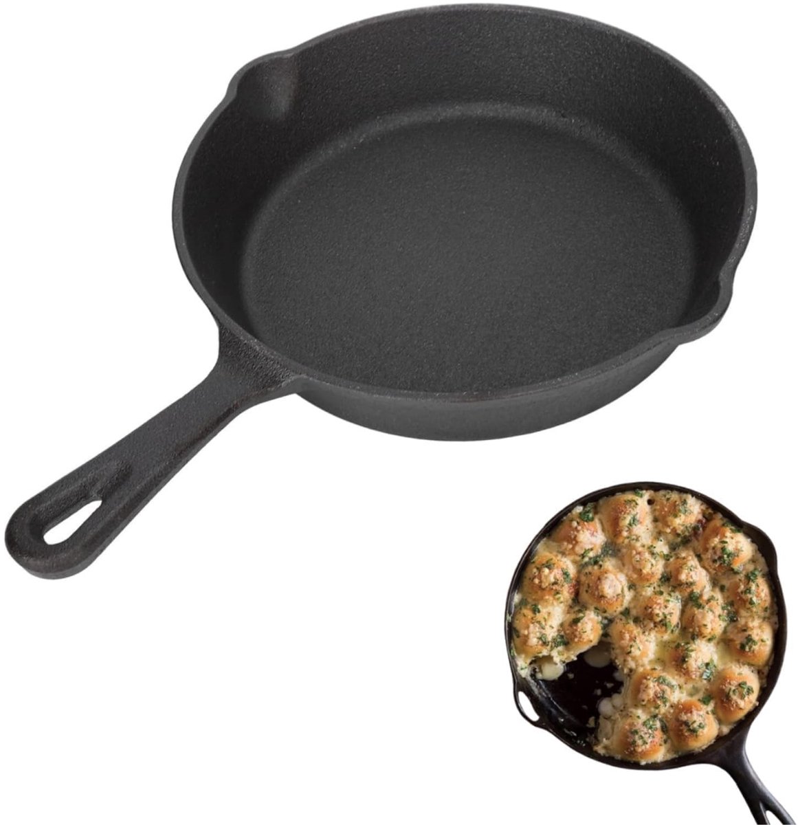 Dailygoods- Grillpan Gietijzer - Kleine Koekenpan - Antiaanbaklaag - Druppeltuiten - Ovenveilig - Gelijkmatige Warmteverspreiding