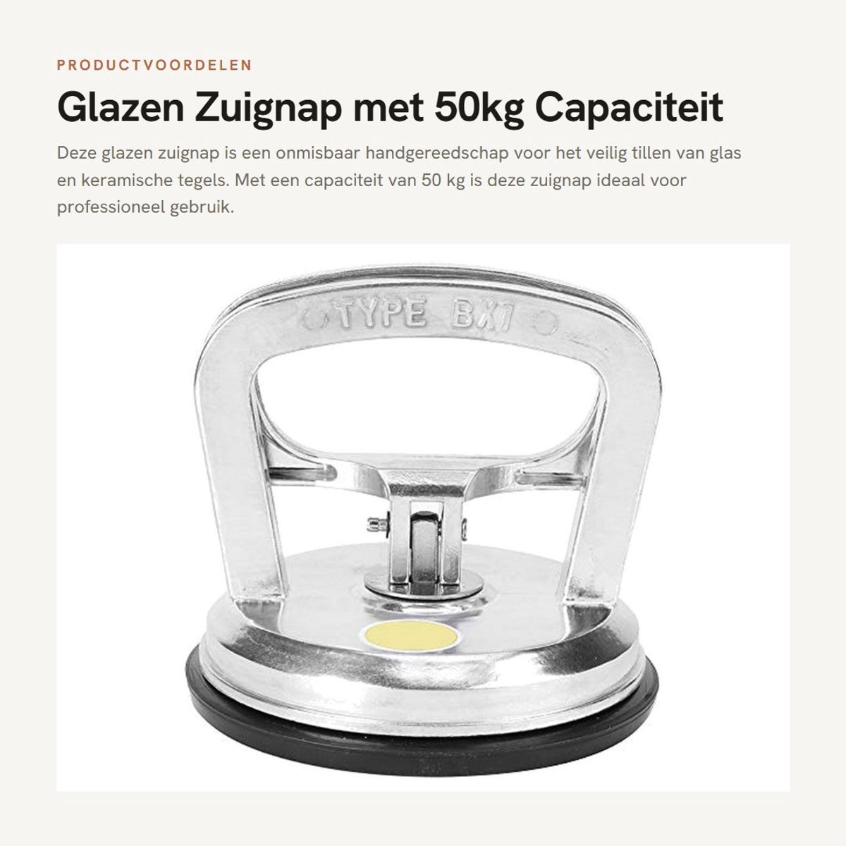 Dailygoods- Zuignap 50 kg - Aluminiumlegering - Tegelheffer - 120 mm Diameter - Handmatig Gereedschap - Betrouwbaar in gebruik - Zuignapheffer