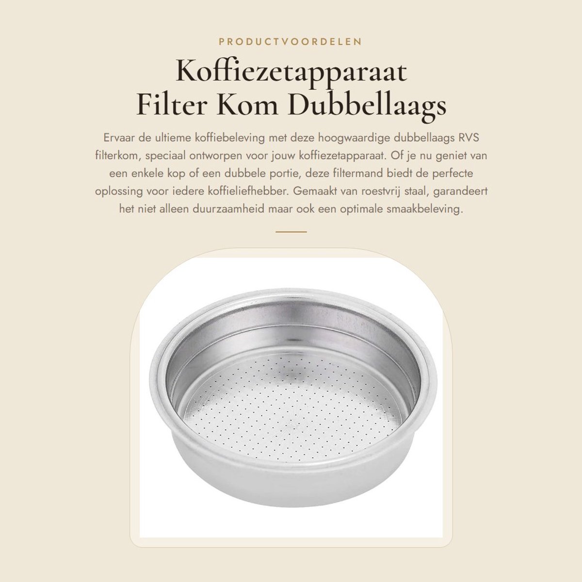 Dailygoods- Koffiefilterhouder Dubbellaags - Roestvrij Staal - Filtermand - Koffiezetapparaat Accessoires - Voor Enkele/Dubbele Kop - Hoogte 16/24 mm