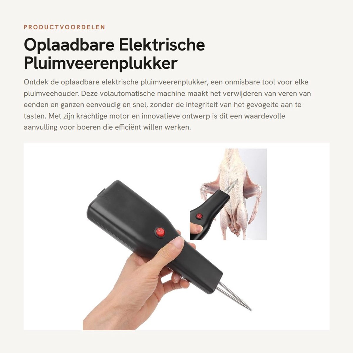 Dailygoods - Oplaadbare Elektrische Pluimveerenplukker - Kippenplukker - Volautomatisch en Efficiënt - Draagbaar - Geschikt voor Eenden en Ganzen - Pe...